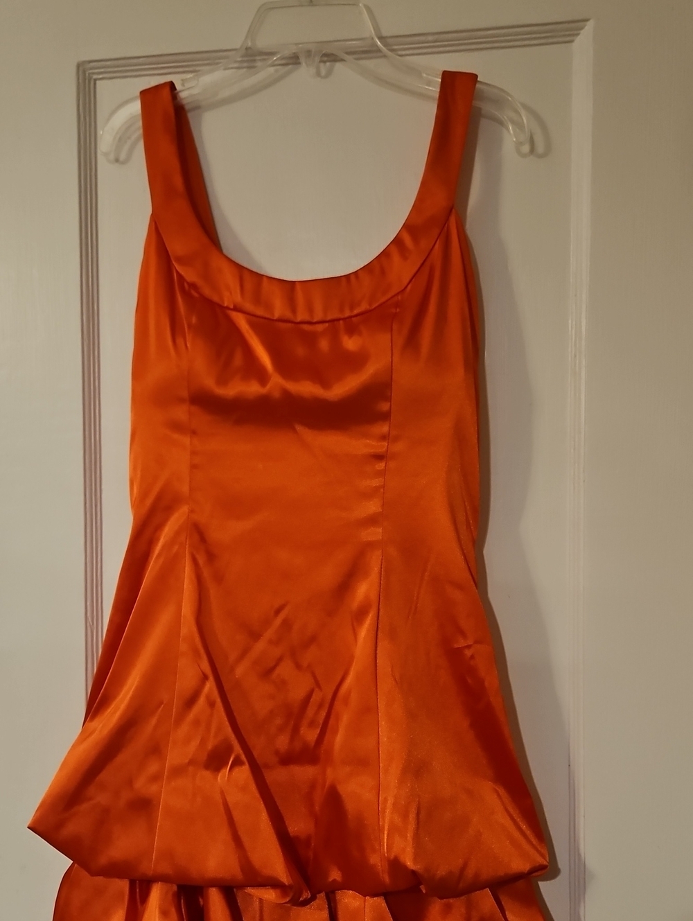 Morgan & Co. Satin Scoop Neck Slip Dress in Orange